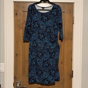 Talbots Paisley Print Faux Wrap Jersey Dress Womens X stretch Office Career